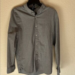 Volcom Men's Charcoal Button-Down Shirt Medium